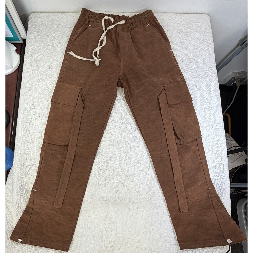 ASKYURSELF x Kim Duong Cargo Pants Brown Canvas Reworked Flare Streetwear Size S